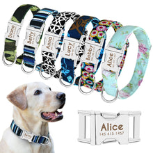 Load image into Gallery viewer, Nylon Dog Collar Personalized Pet Collar Engraved ID Tag Nameplate Reflective for Small Medium Large Dogs Pitbull Pug