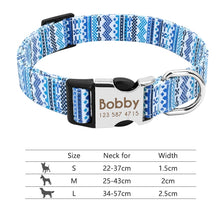 Load image into Gallery viewer, Nylon Dog Collar Personalized Pet Collar Engraved ID Tag Nameplate Reflective for Small Medium Large Dogs Pitbull Pug