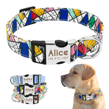 Load image into Gallery viewer, Nylon Dog Collar Personalized Pet Collar Engraved ID Tag Nameplate Reflective for Small Medium Large Dogs Pitbull Pug