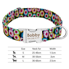 Load image into Gallery viewer, Nylon Dog Collar Personalized Pet Collar Engraved ID Tag Nameplate Reflective for Small Medium Large Dogs Pitbull Pug