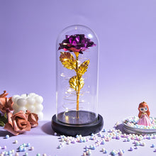 Load image into Gallery viewer, Beauty and The Beast Preserved Roses In Glass Galaxy Rose Flower LED Light