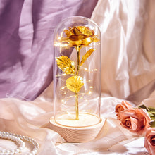 Load image into Gallery viewer, Beauty and The Beast Preserved Roses In Glass Galaxy Rose Flower LED Light