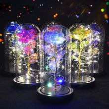 Load image into Gallery viewer, Beauty and The Beast Preserved Roses In Glass Galaxy Rose Flower LED Light