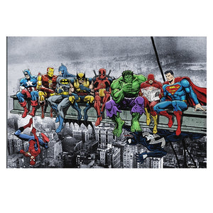 Superheros Marvel DC Comics Skyscraper Art Print Poster Silk Light Canvas Painting Wall Picture Home Decor